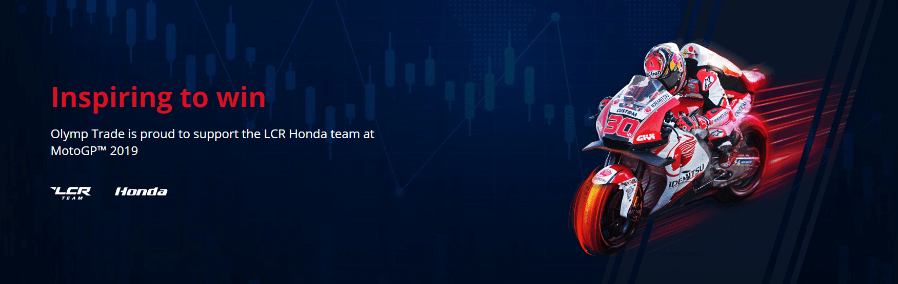 Olymp Trade is a sponsor of the LCR Honda team at MotoGP in 2019