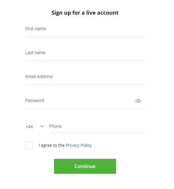 ETX Capital account opening form