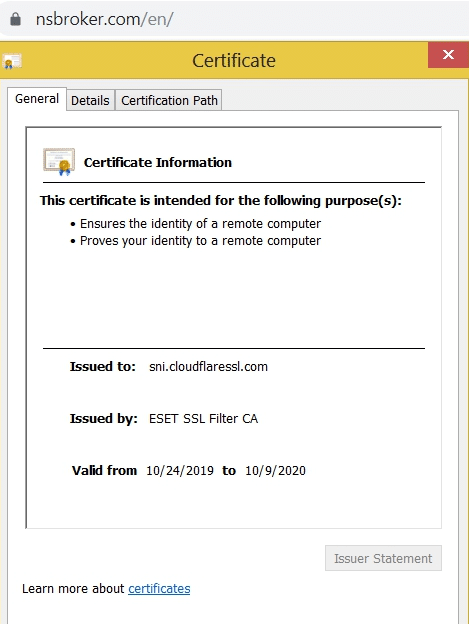 NSBroker SSL-certificaat
