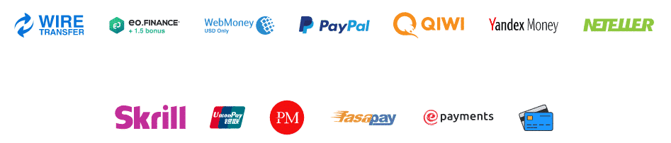 ExpertOption accepts the following payment methods