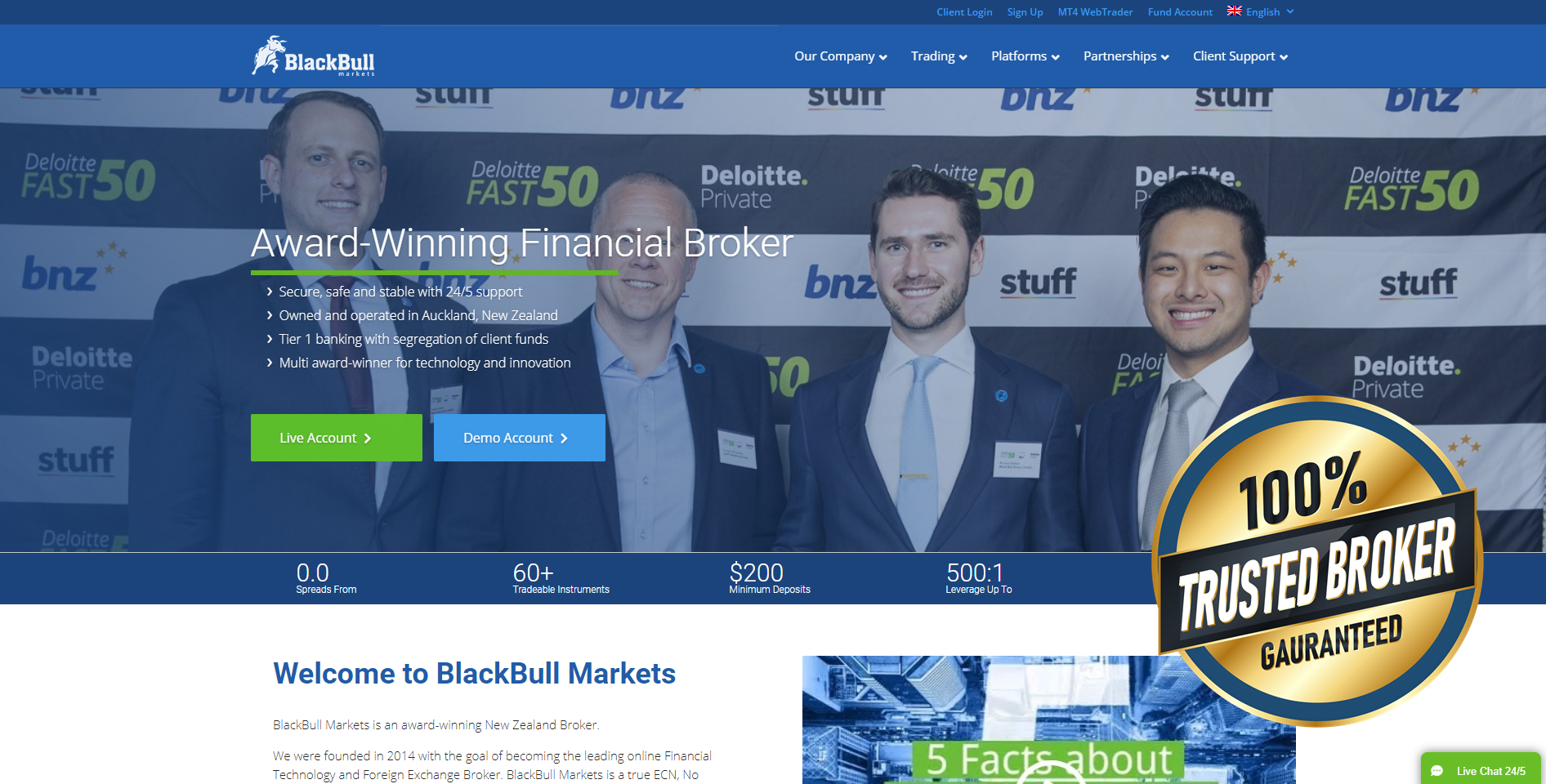 Forex brokeri BlackBull Markets'nin resmi web sitesi