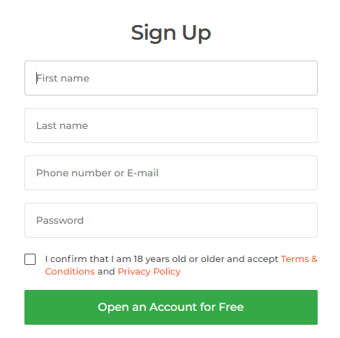 Account sign up form