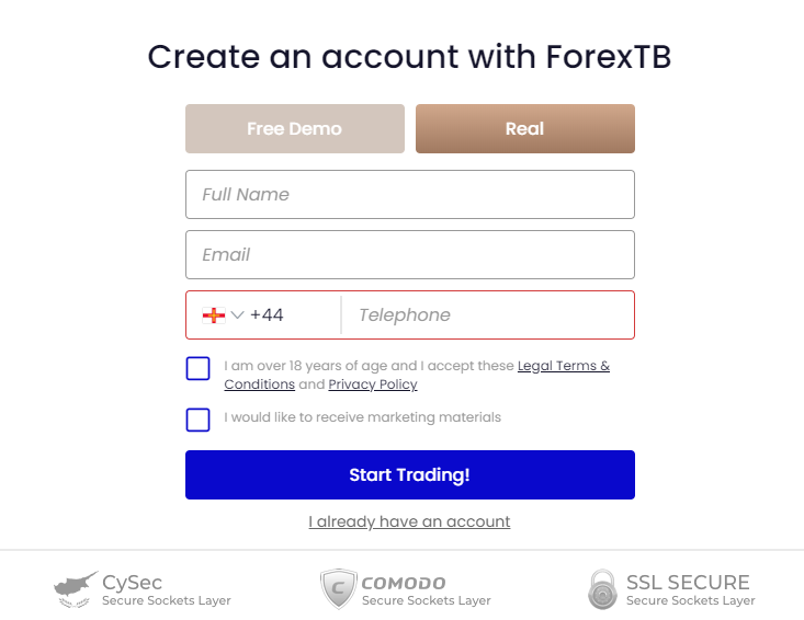 Opening your account with FXTB