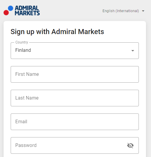 Admiral Markets . के साथ साइन अप करें