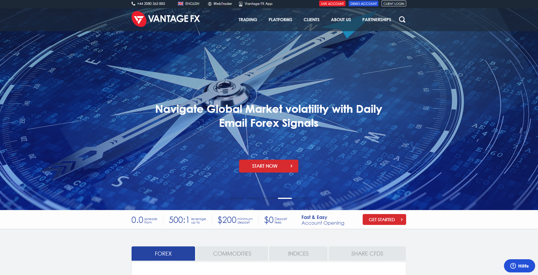 Vantage FX уебсайт