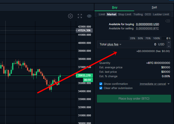 Buy and sell on Bittrex