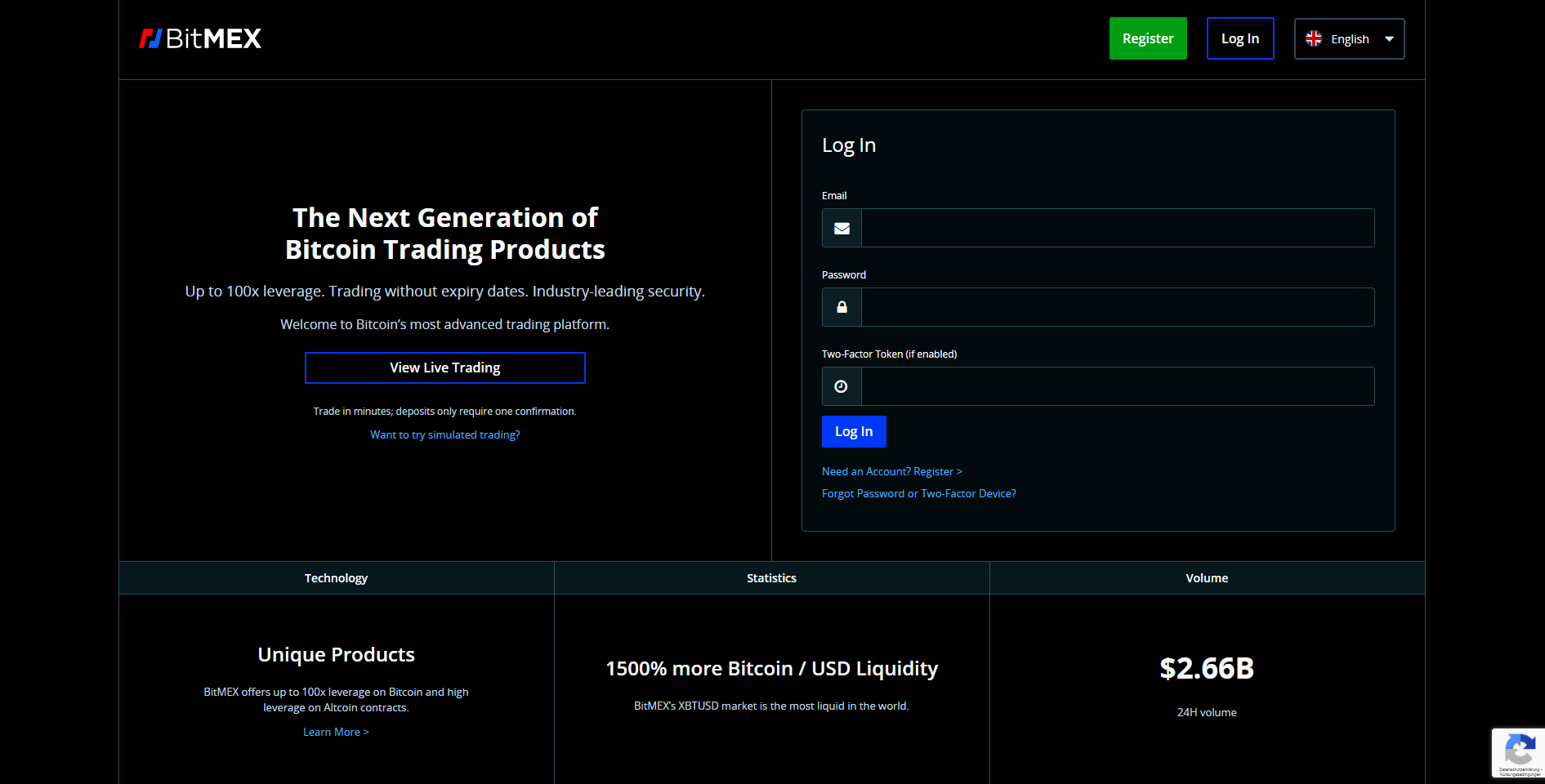 Officiell webbplats för BitMEX