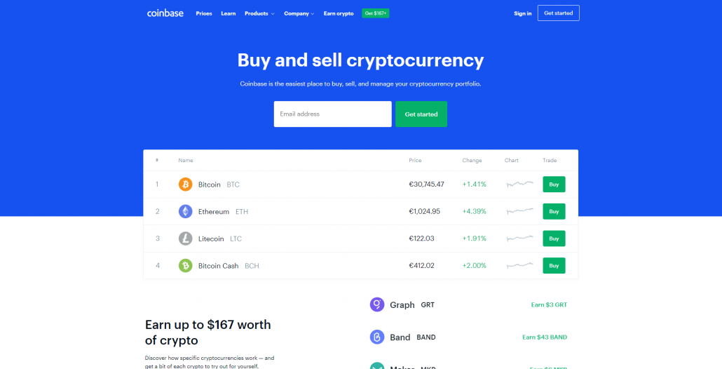 Officiële webbplats voor Coinbase