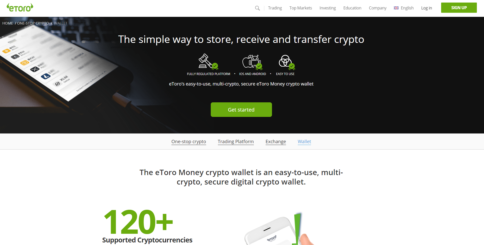 Official website of the Etoro wallet