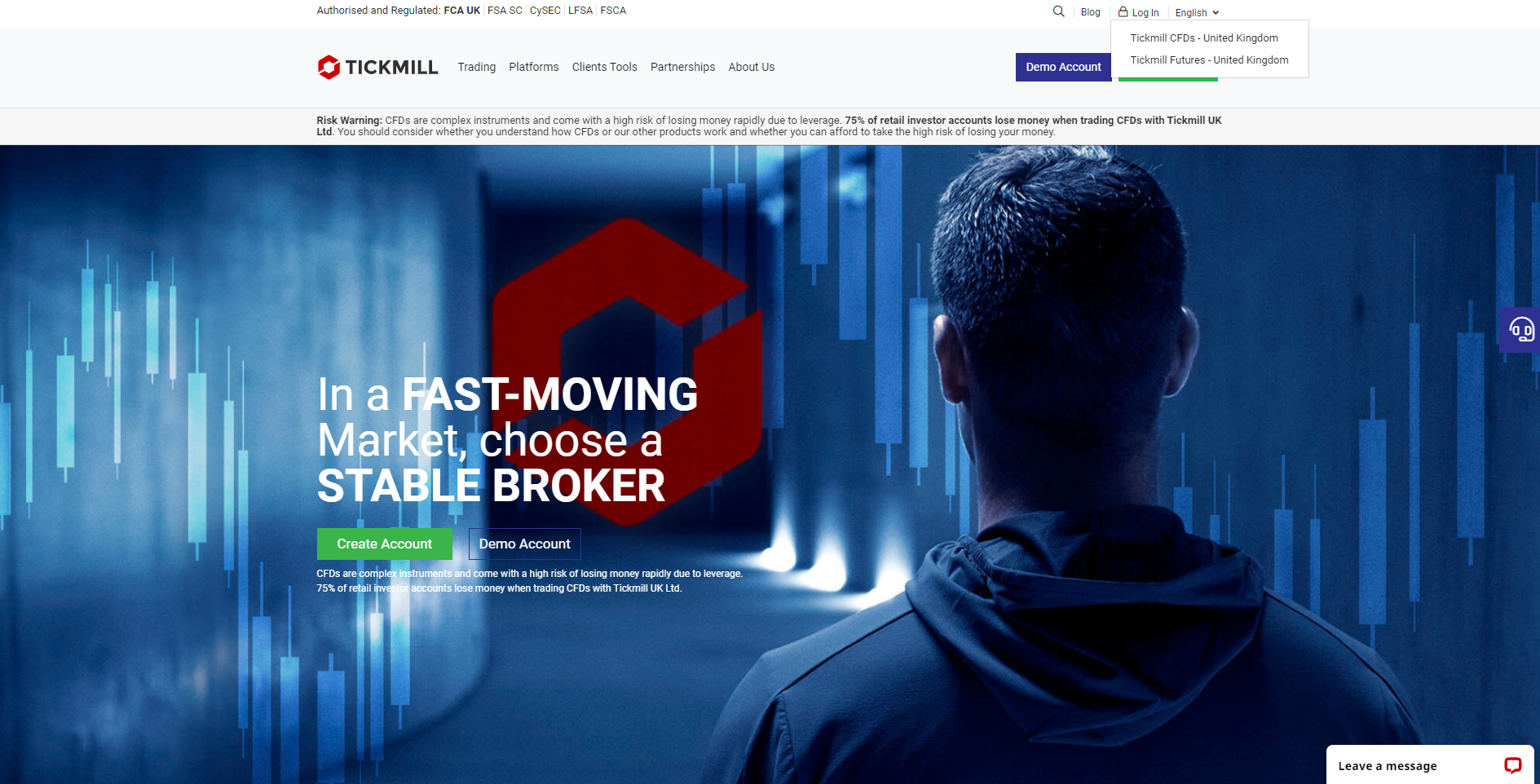 Officiële website van de forex broker Tickmill in het VK