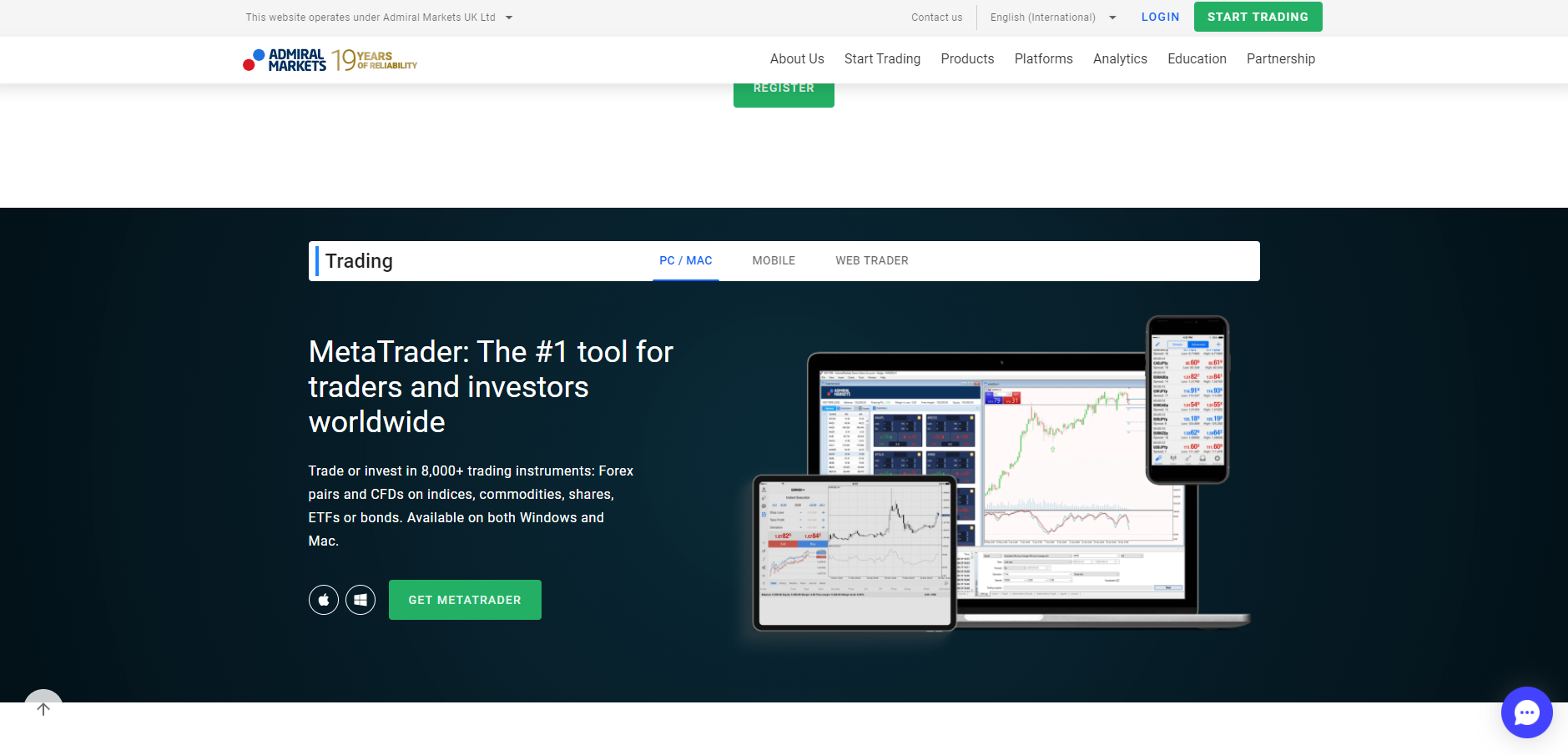 Official website of the forex platform Admiral Markets