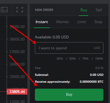 Place your order on Bitstamp