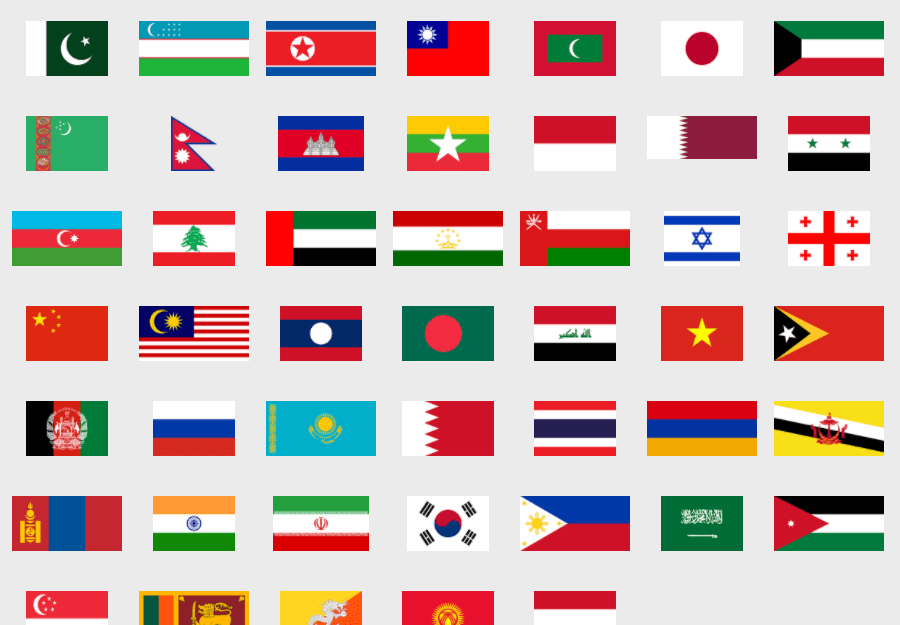 Asien flaggor