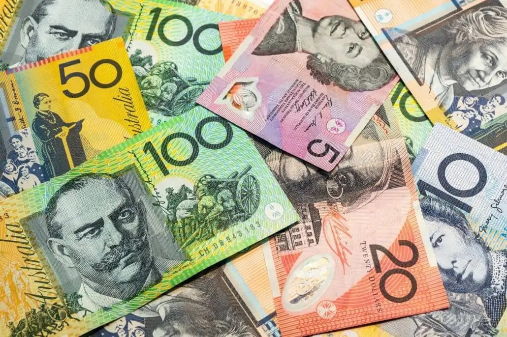 Бележки за австралийски долар (AUD).