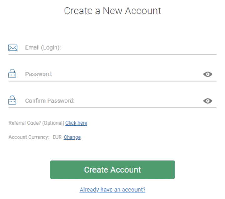 Create an account with TRADE.com