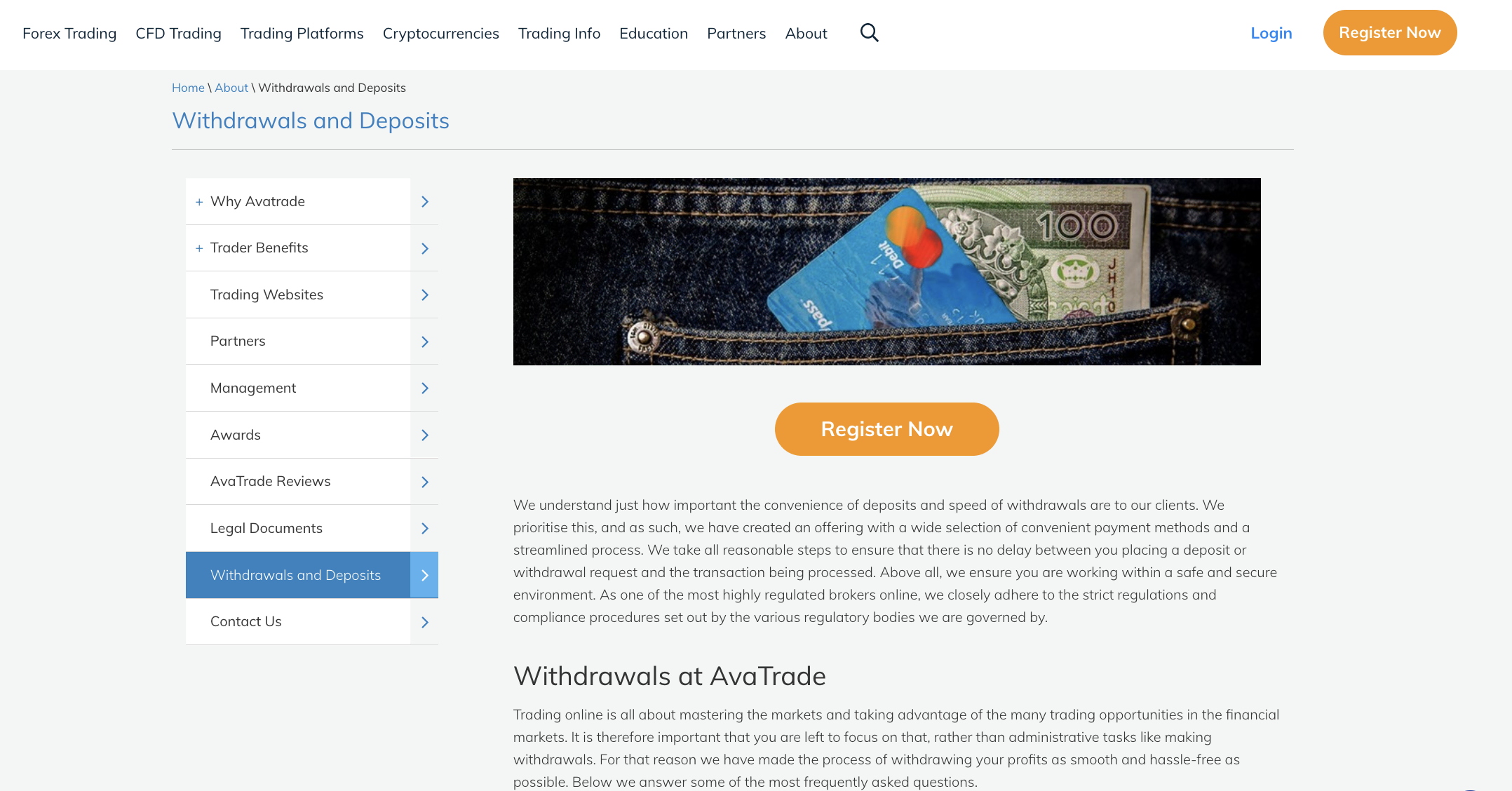 AvaTrade'nin web sitesinde ayrıntılı para çekme eğitimleri var