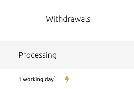 The withdrawal process takes only one day