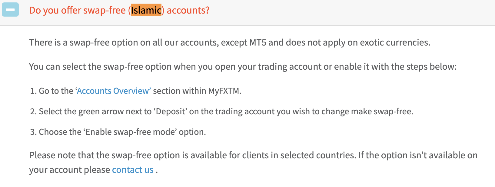 A quick overview for islamic accounts at FXTM