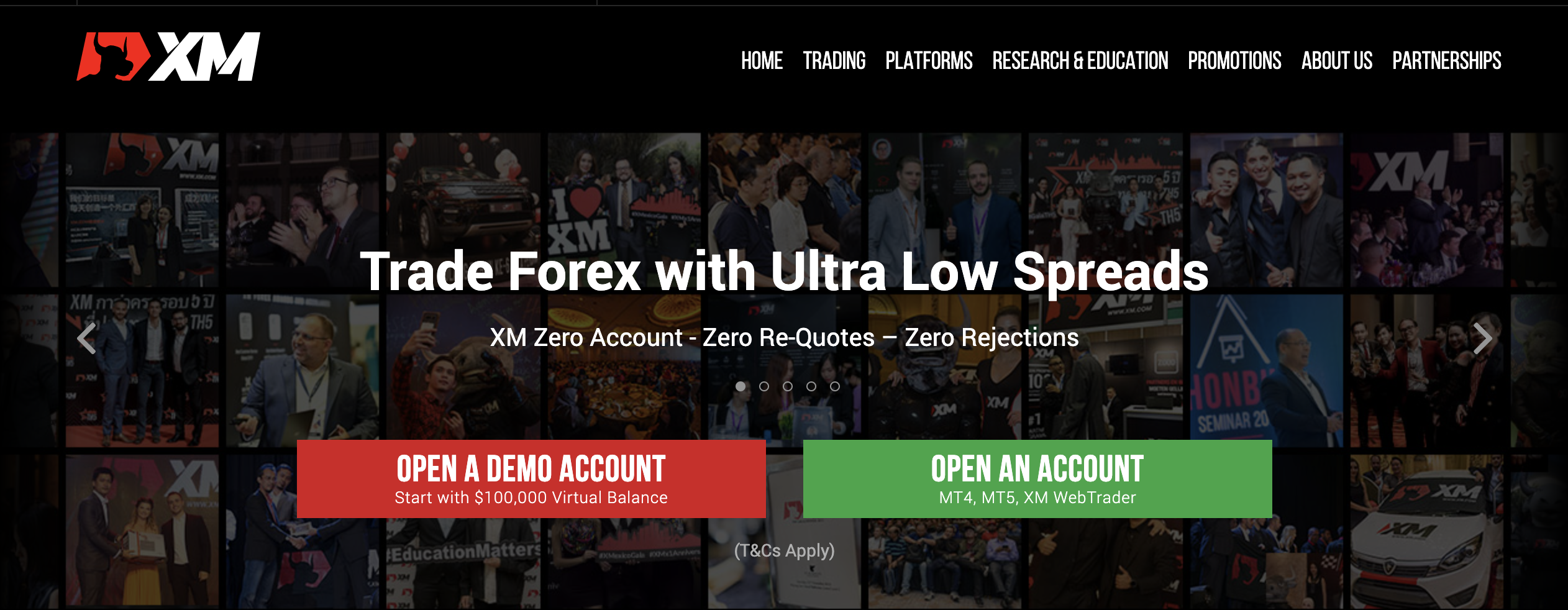 O site oficial do corretor forex XM