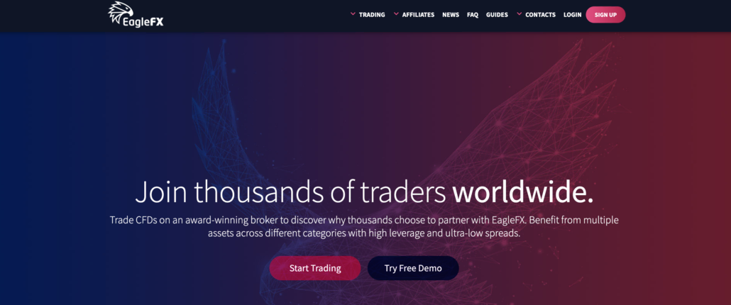 The official website of the forex broker Eagle FX