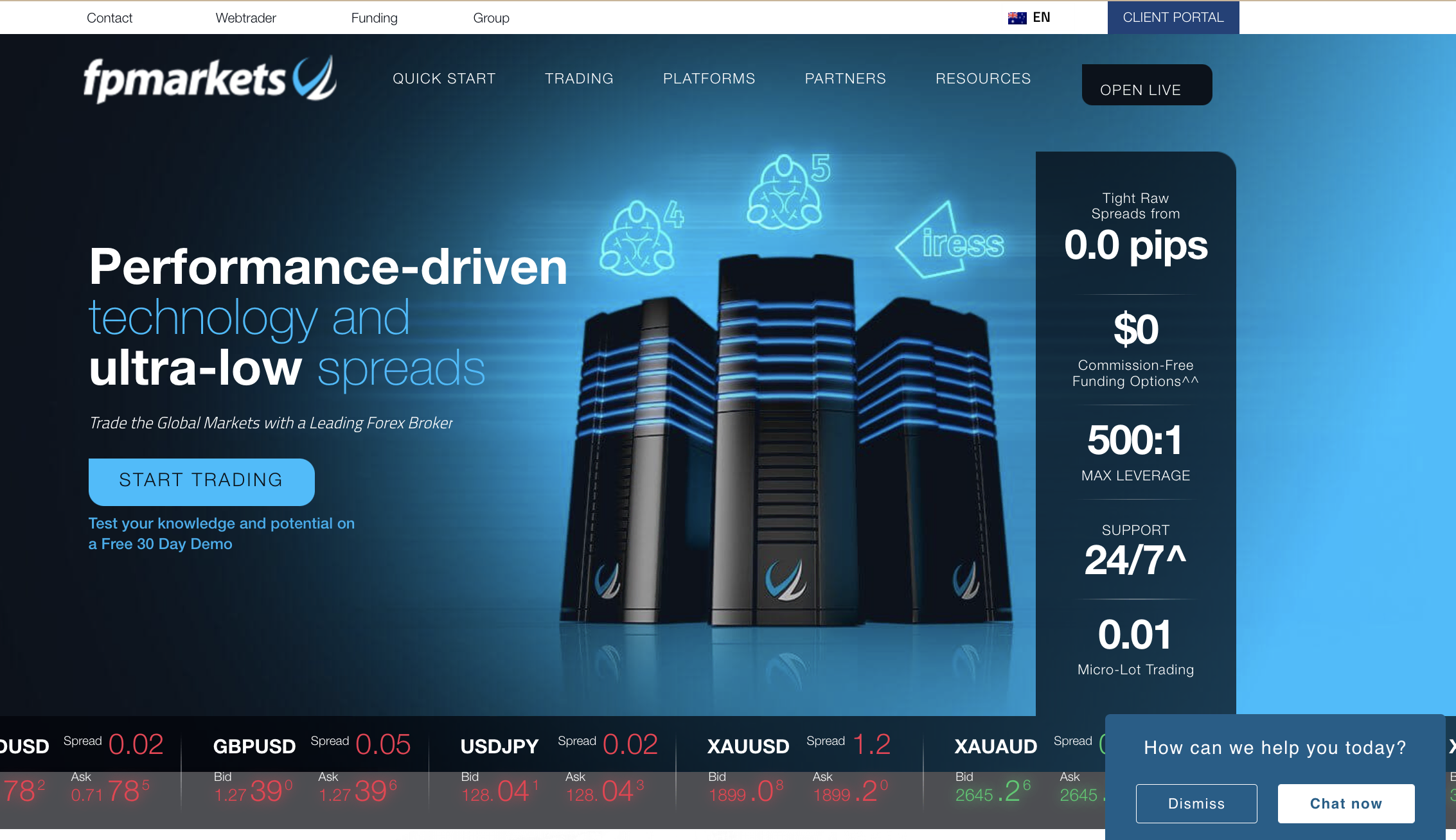 The official website of the forex broker FP Markets