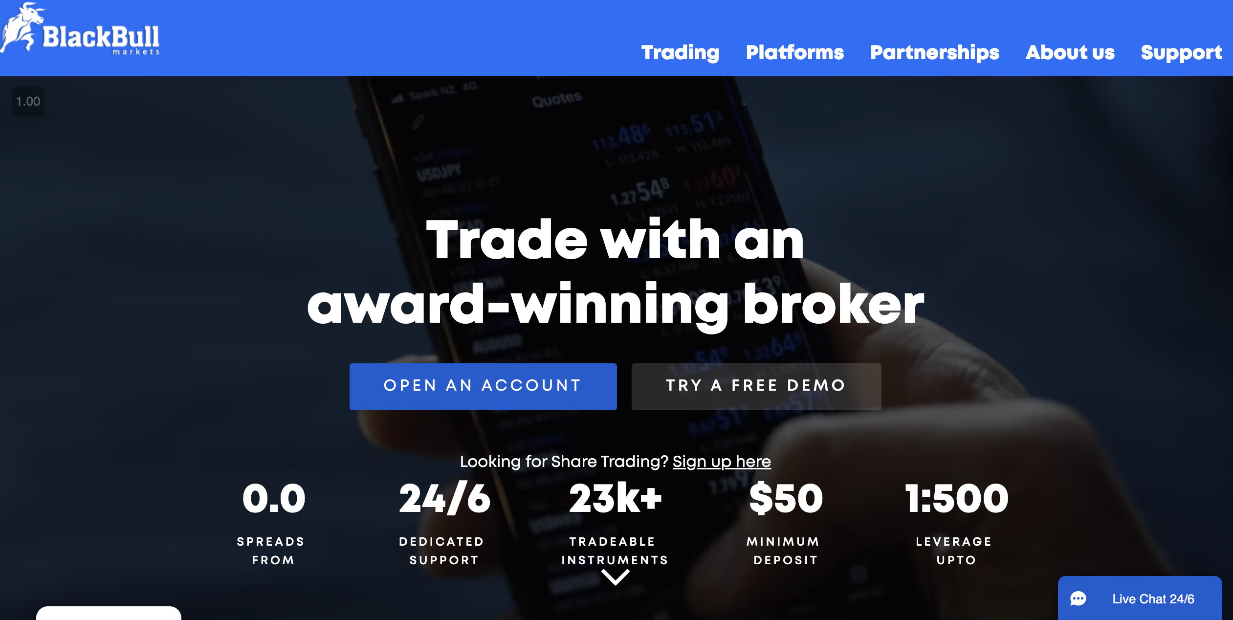 Den officiella webbplatsen för Forex Broker BlackBull Markets