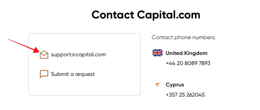 Contact opnemen met het ondersteuningsteam van Capital.com