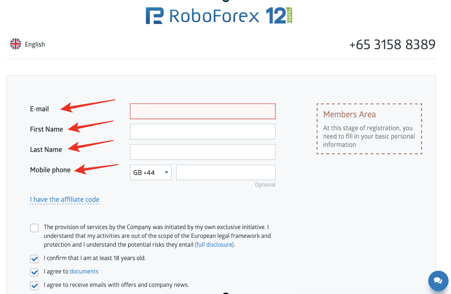 RoboForex registration