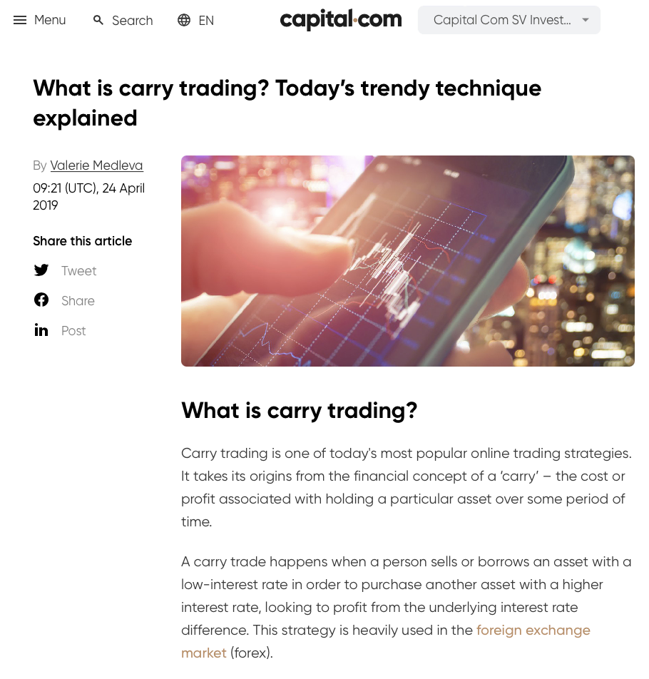Capital.com - Ce este carry trading?