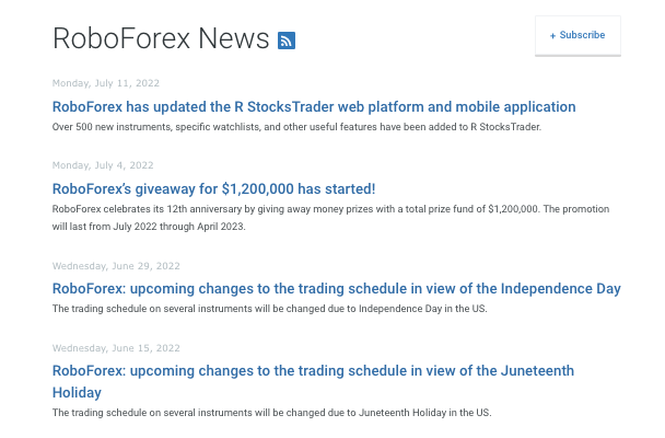 News trading with RoboForex
