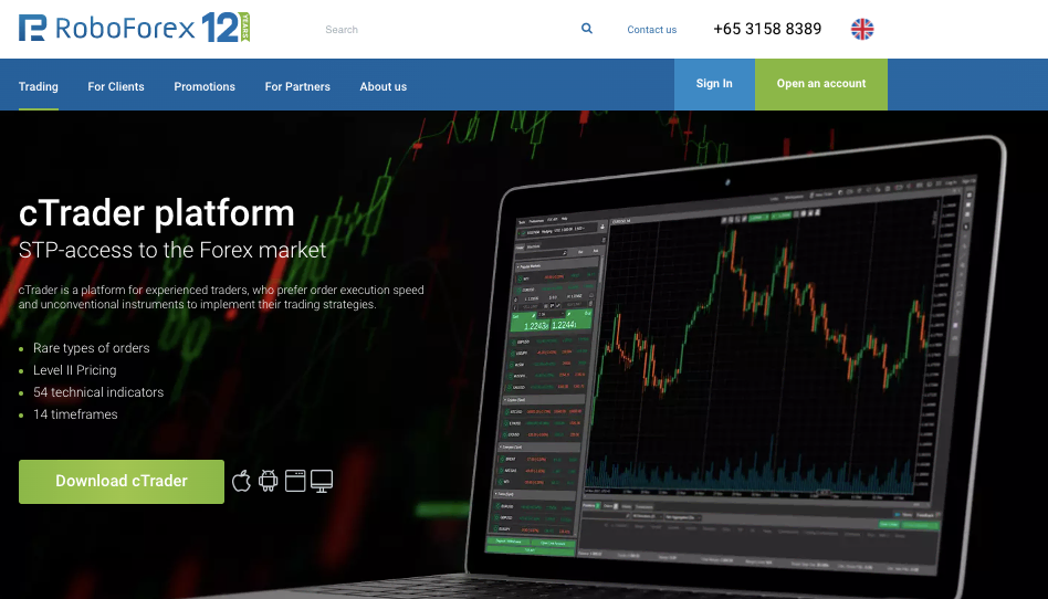 Ikhtisar dan fitur cTrader RoboForex