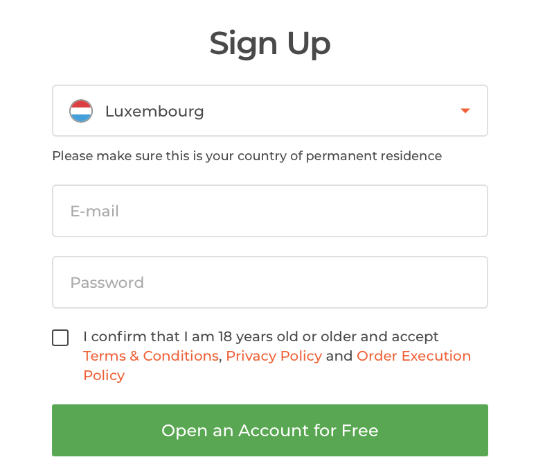 Opening an account for Luxembourg traders