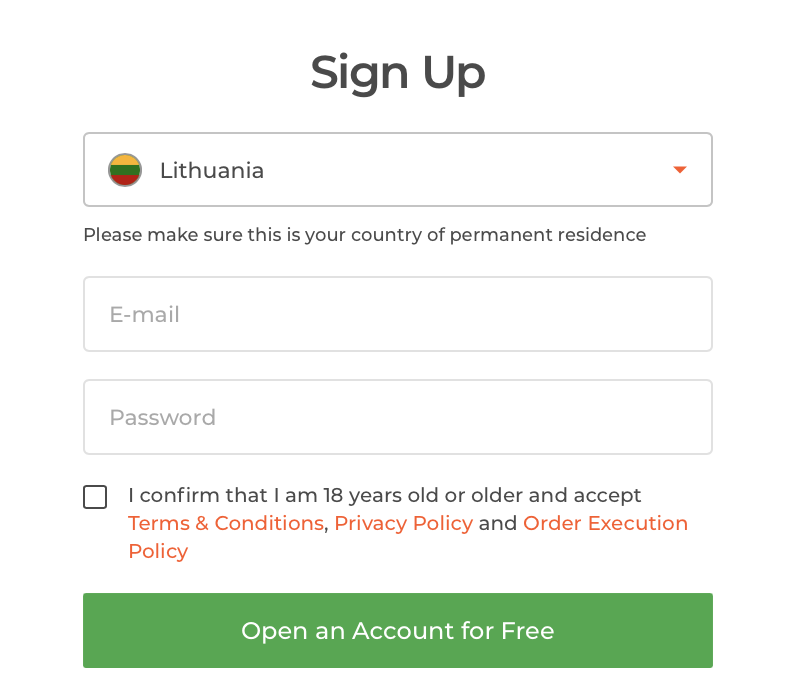 Abrindo uma conta para comerciantes lituanos com IQ Option