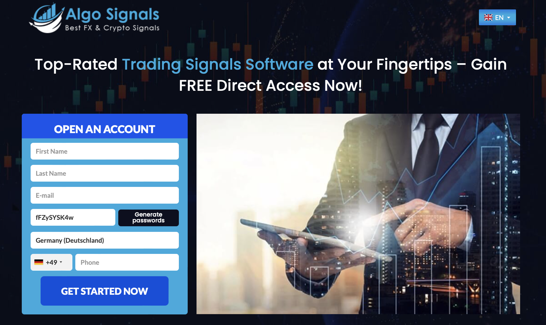 O site oficial do Algo Signals