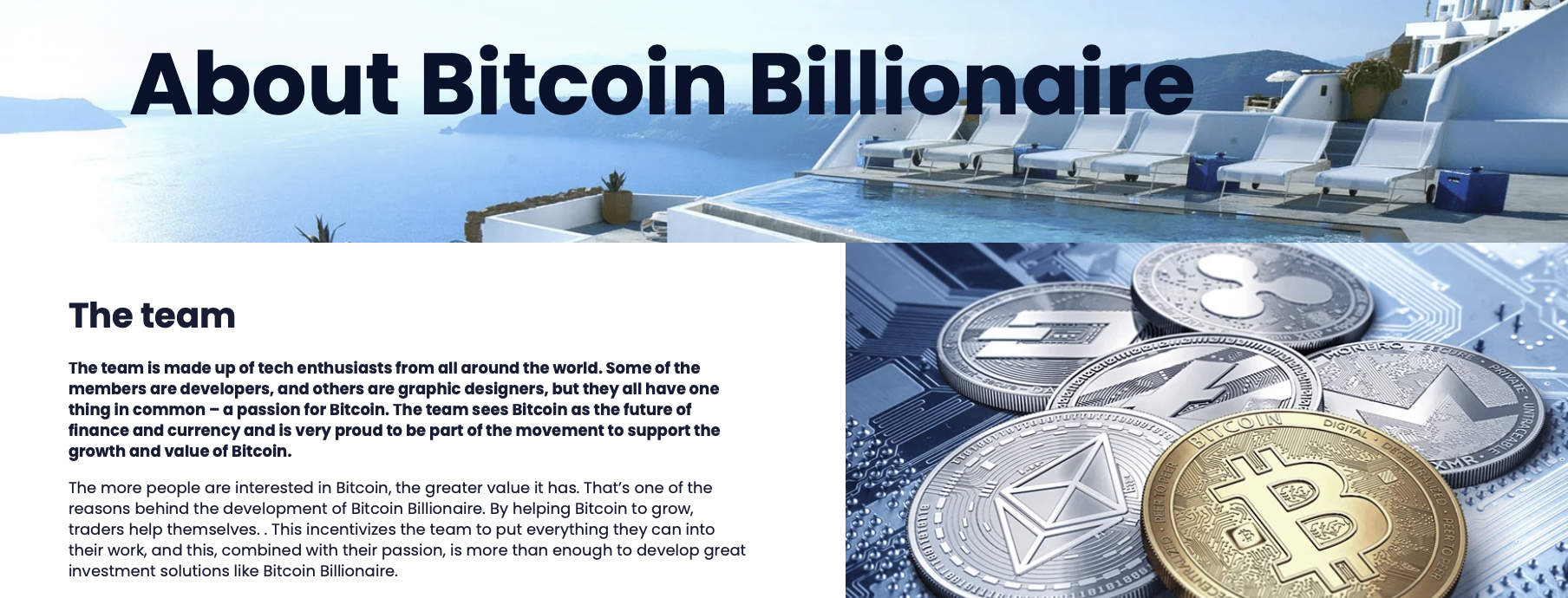 Information about the team of Bitcoin Billionaire