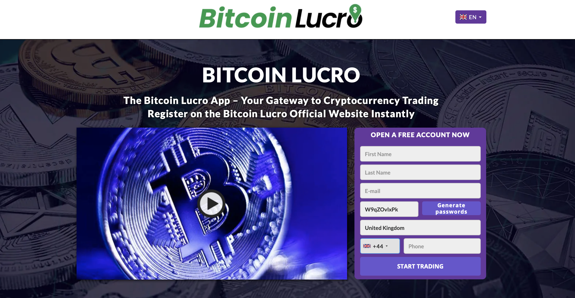 The official website of Bitcoin Lucro