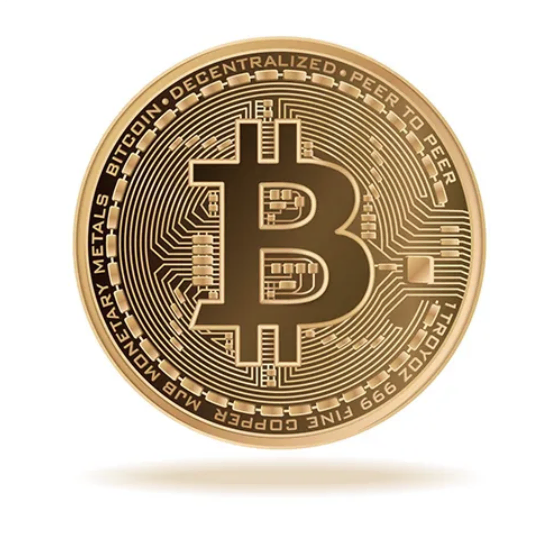 Ficha dorada de Bitcoin