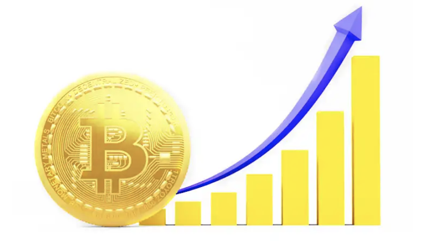 Bitcoin cryptocurrency rising in value