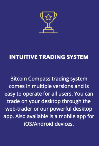 Bitcoin Compass는 직관적인 거래 시스템을 제공합니다.