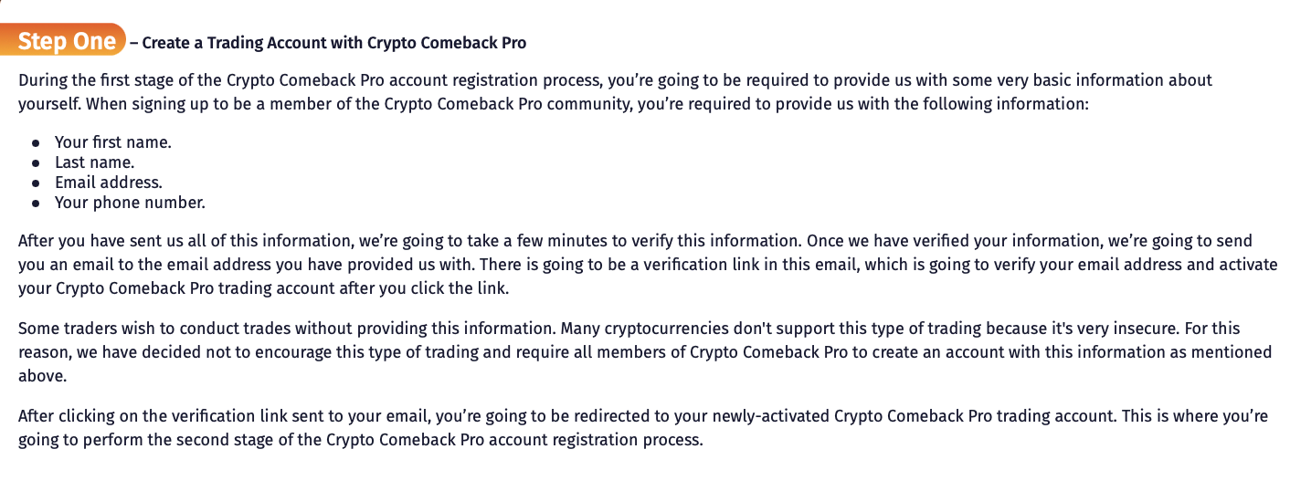 Cách mở tài khoản trên Crypto Comeback Pro hoạt động