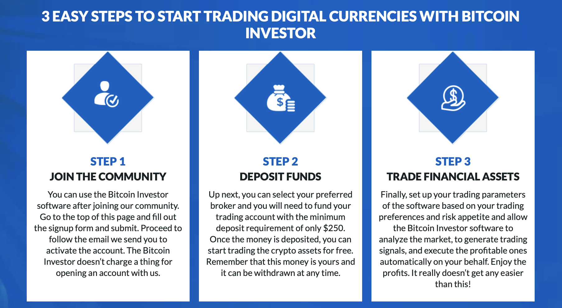 Steps to start trading with Bitcoin Investor