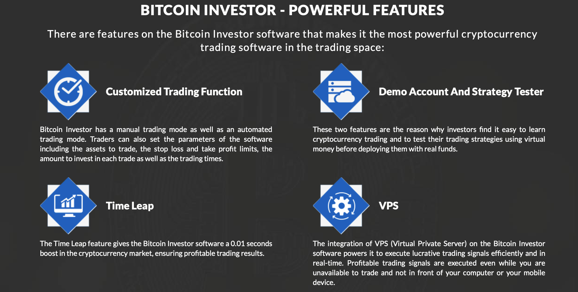 Features of Bitcoin Investor