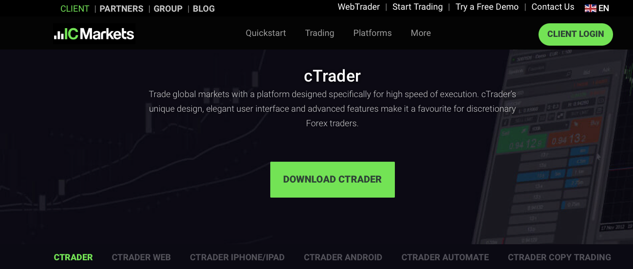 IC Markets で cTrader をダウンロードする方法