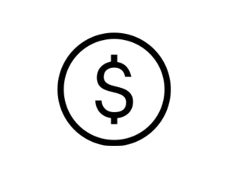 Black dollar sign on a white background