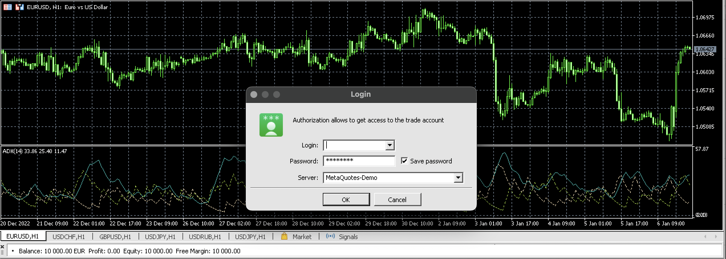 How to log in on the MetaTrader 5