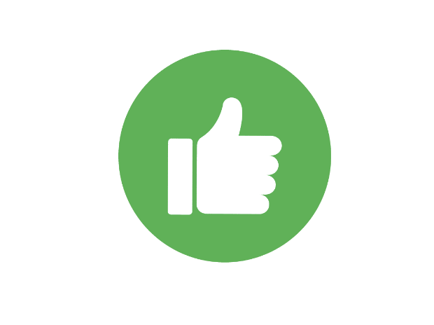 Thumbs up - Tangan putih dalam bulatan hijau