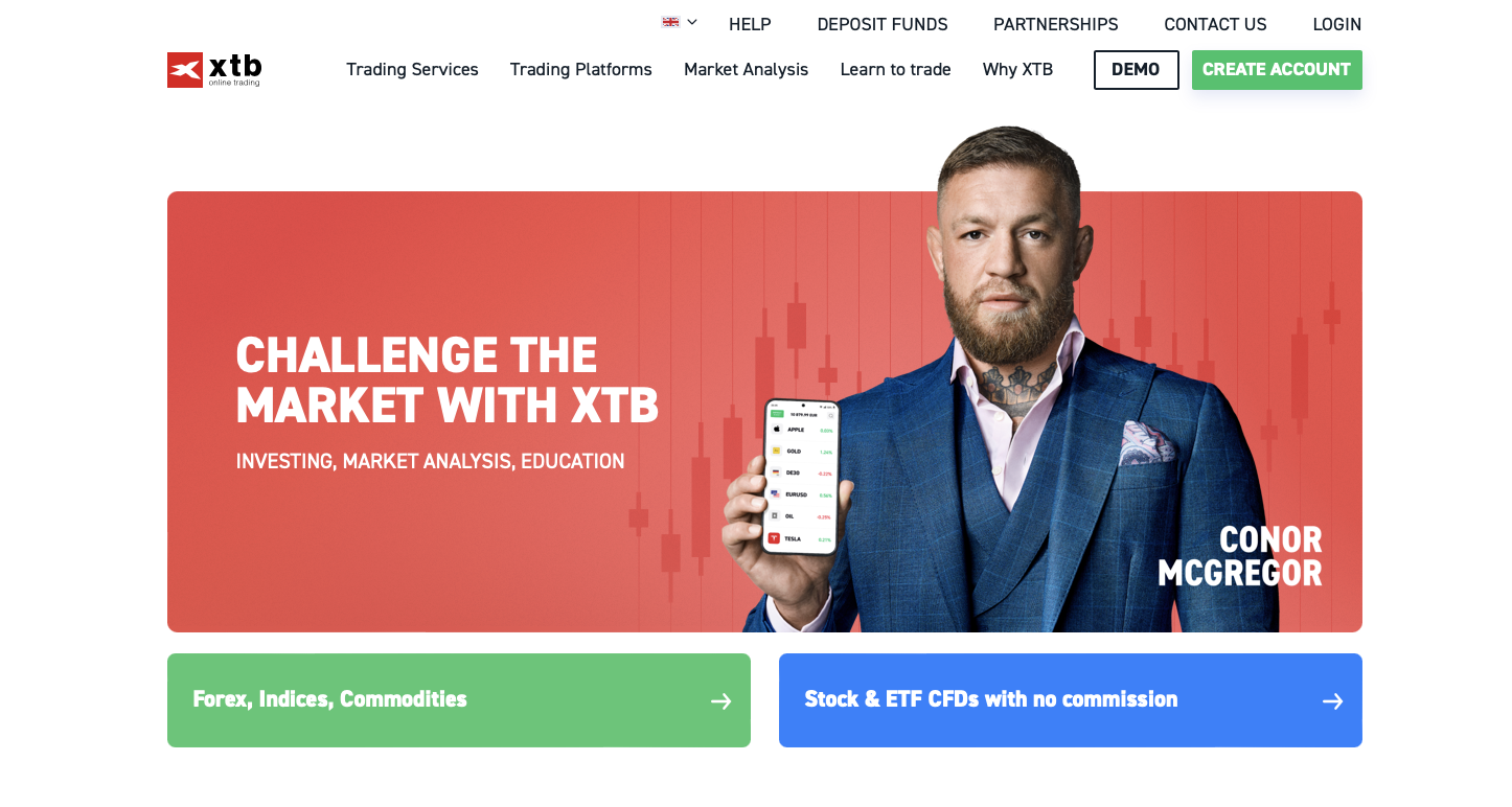 ऑनलाइन ब्रोकर XTB की आधिकारिक वेबसाइट