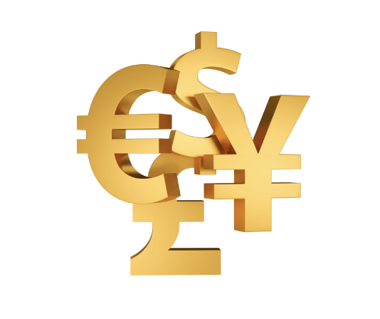Symboles monétaires dorés