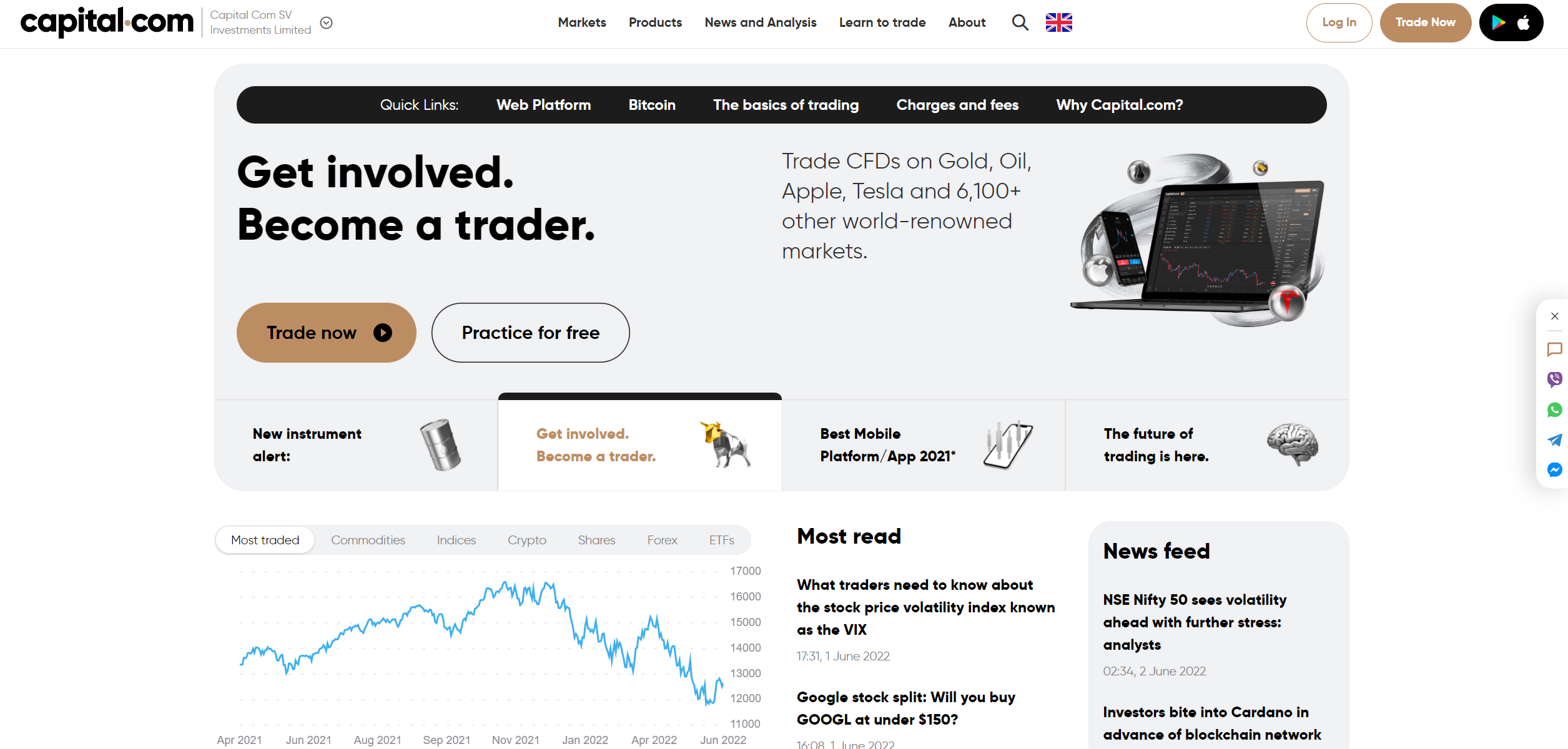 El sitio web oficial del Forex Broker Capital.com