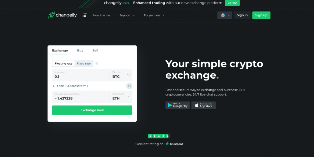 Changelly-Landing-page